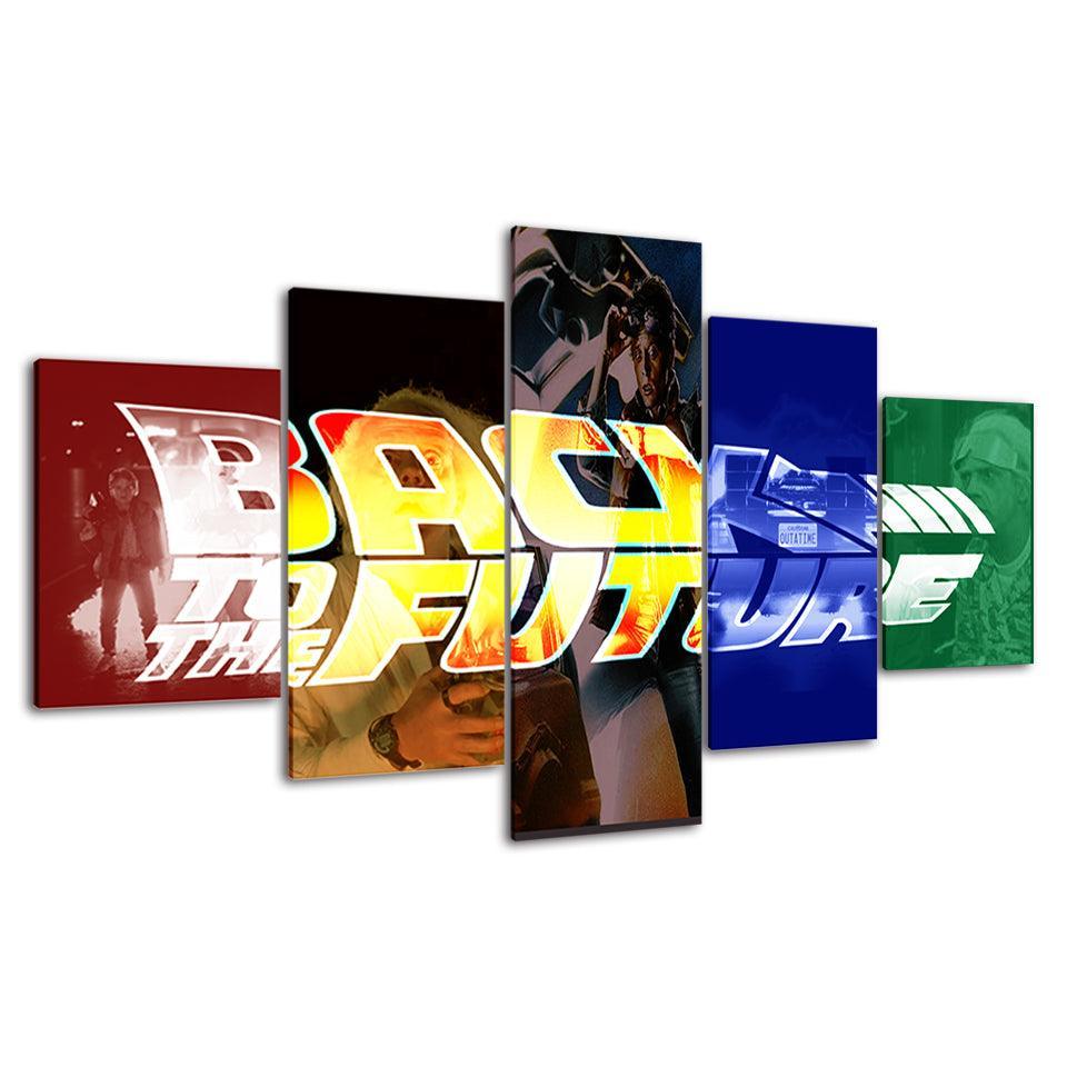 Back To The Future 5 Piece HD Multi Panel Canvas Wall Art Frame-Original Frame