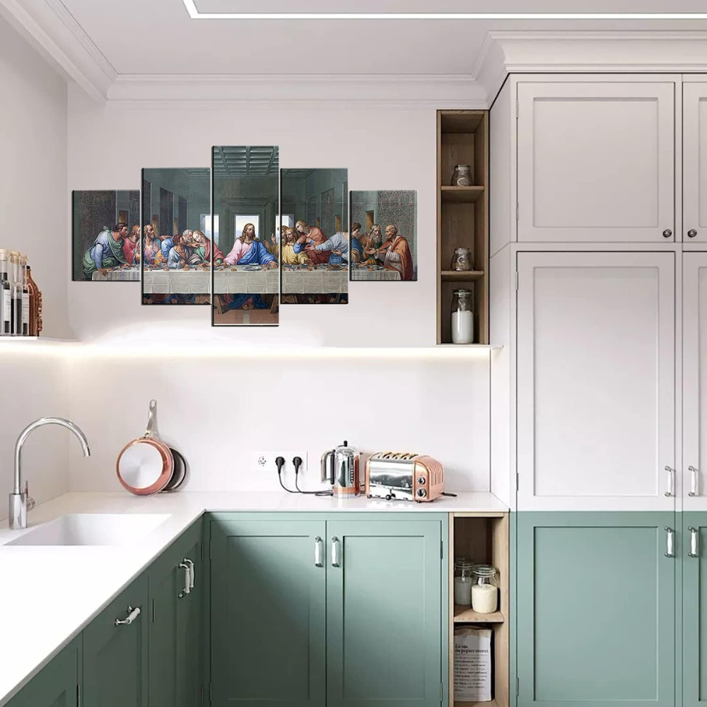 The Last Supper Jesus Canvas Art 5 Piece Framed Wall Decor