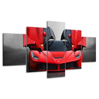 Luxury Ferrari Car 5 Piece HD Multi Panel Canvas Wall Art Frame-Original Frame