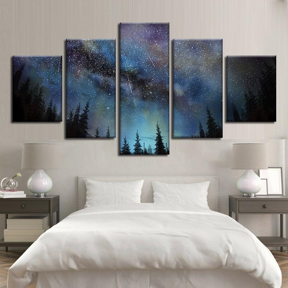 Stunning Starry Sky 5 Piece HD Multi Panel Canvas Wall Art Frame-Original Frame