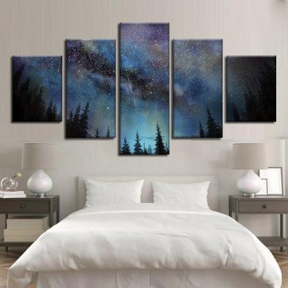 Stunning Starry Sky 5 Piece HD Multi Panel Canvas Wall Art Frame-Original Frame