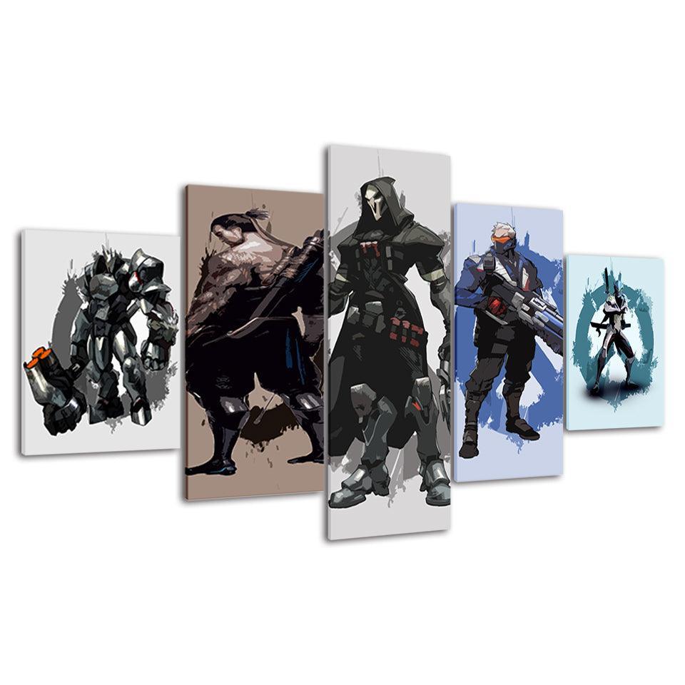The Killer Team Cartoon 5 Piece HD Multi Panel Canvas Wall Art Frame-Original Frame
