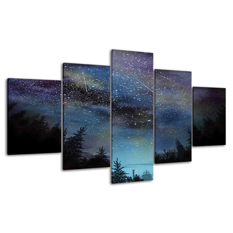 The Night Sky 5 Piece HD Multi Panel Canvas Wall Art Frame-Original Frame