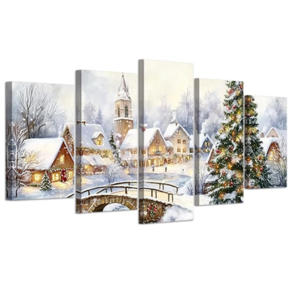 Christmas Canvas Wall Art 5 Pieces Winter Scene Wall Decor