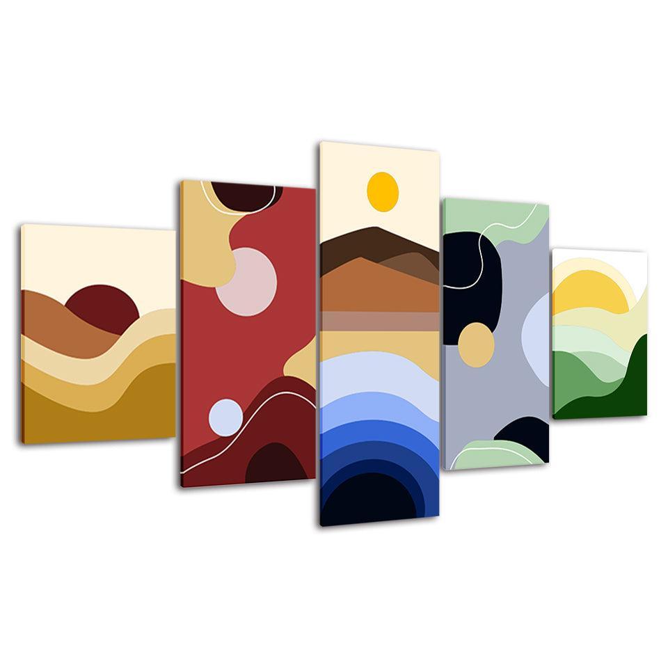 The Abstract Landscapes 5 Piece HD Multi Panel Canvas Wall Art Frame-Original Frame