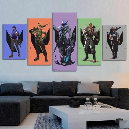 Valorant 5 Piece HD Multi Panel Canvas Wall Art Frame-Original Frame