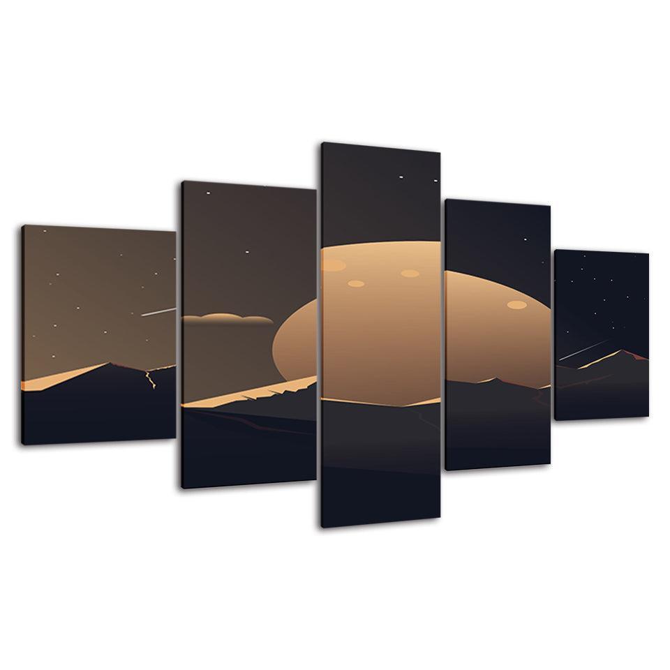 The Abstract Moon Of The Desert 5 Piece HD Multi Panel Canvas Wall Art Frame-Original Frame
