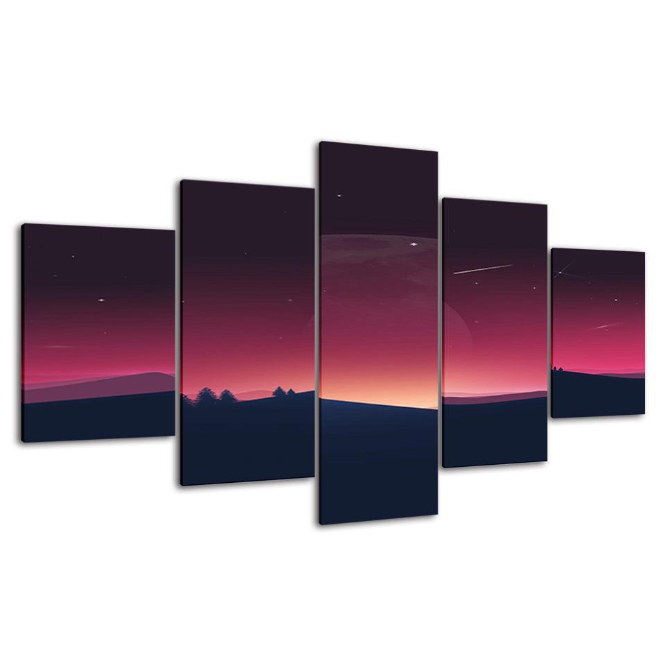 The Desert´s Sunset 5 Piece HD Multi Panel Canvas Wall Art Frame-Original Frame