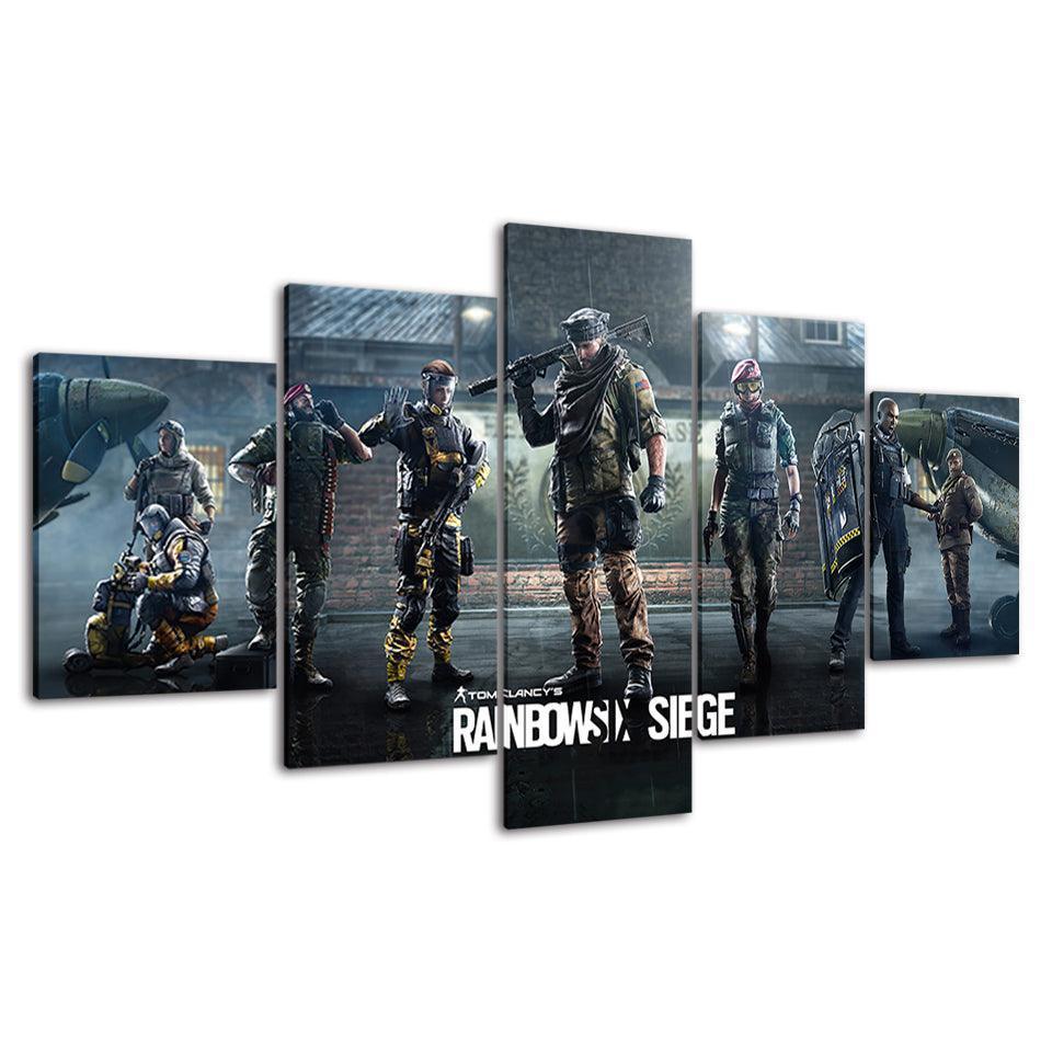 Rainbow Six Siege 5 Piece HD Multi Panel Canvas Wall Art Frame-Original Frame