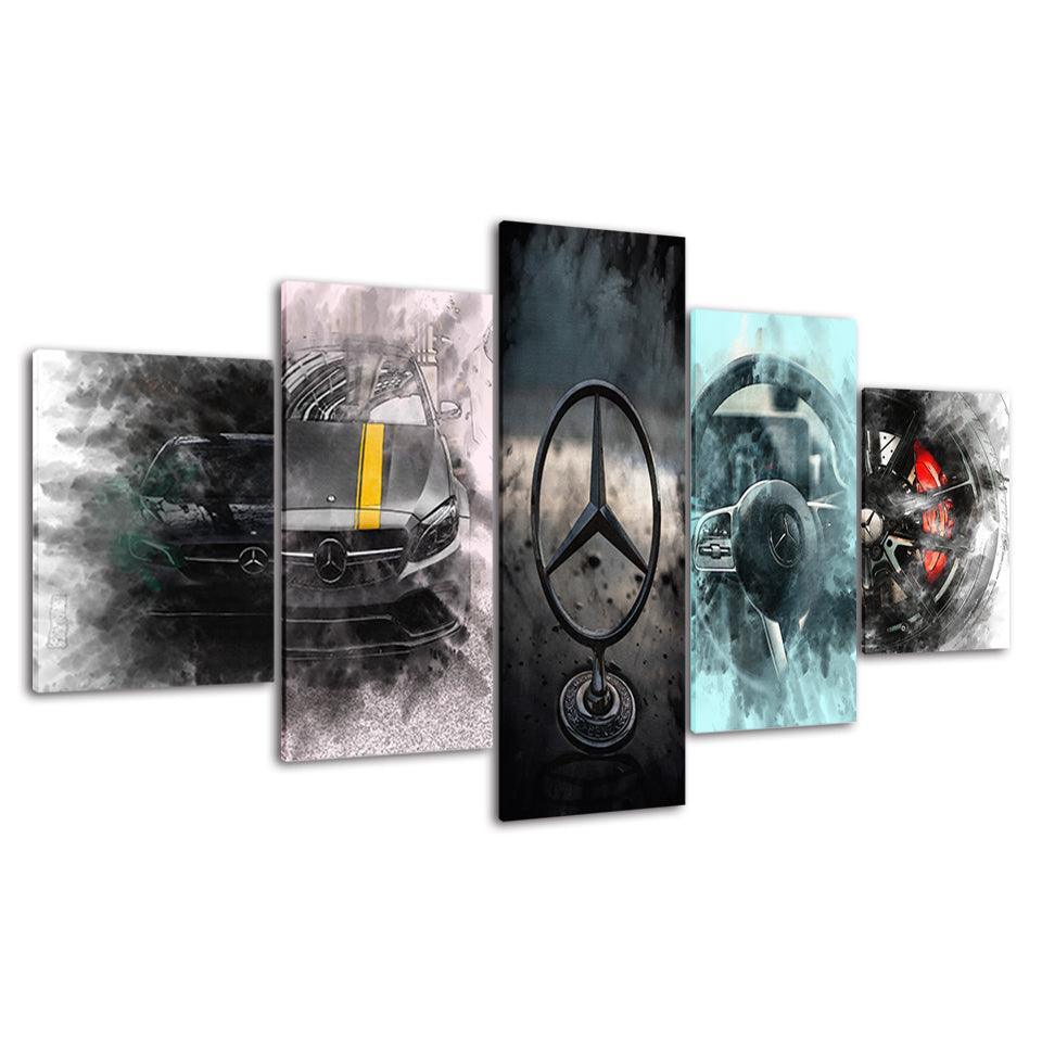 The Smokey Fancy Car Collection 5 Piece HD Multi Panel Canvas Wall Art Frame-Original Frame