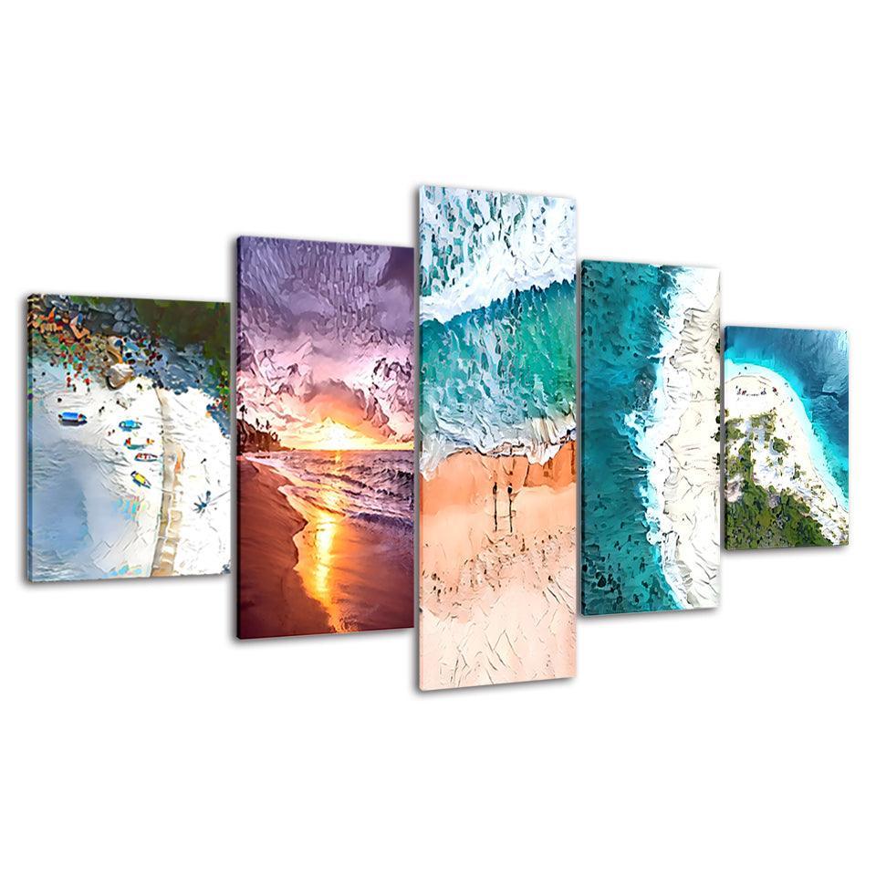 The Abstract Beaches Collection 5 Piece HD Multi Panel Canvas Wall Art Frame-Original Frame