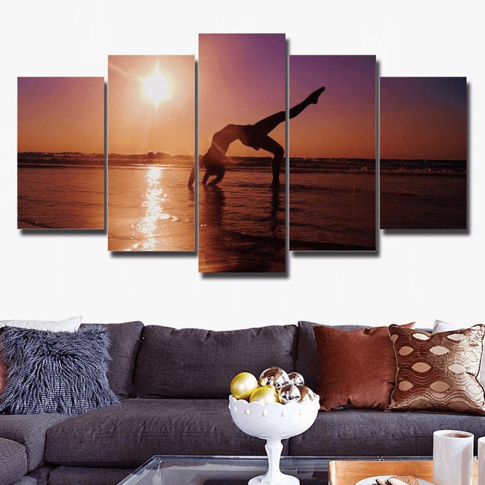 Women Doing Yoga 5 Piece HD Multi Panel Canvas Wall Art Frame-Original Frame