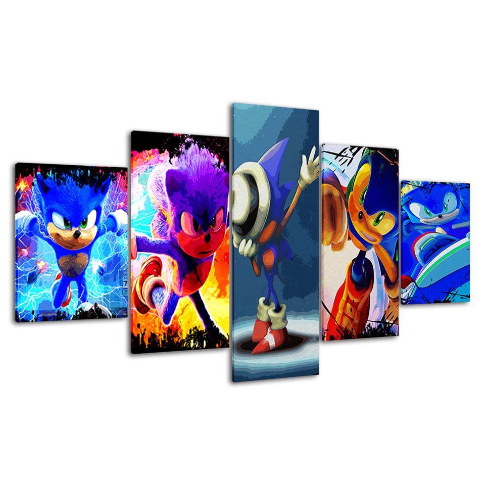 The Sonic Extreme Collection 5 Piece HD Multi Panel Canvas Wall Art Frame-Original Frame