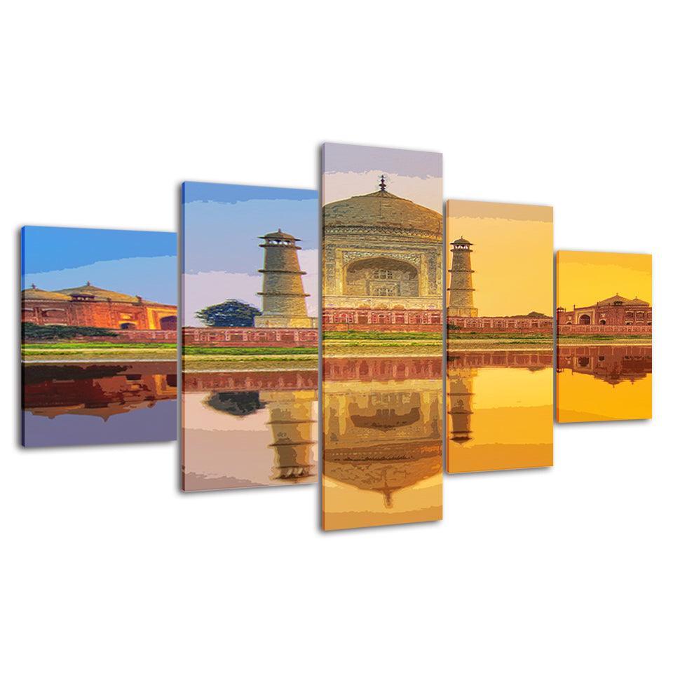 The Sunset From The Palace 5 Piece HD Multi Panel Canvas Wall Art Frame-Original Frame