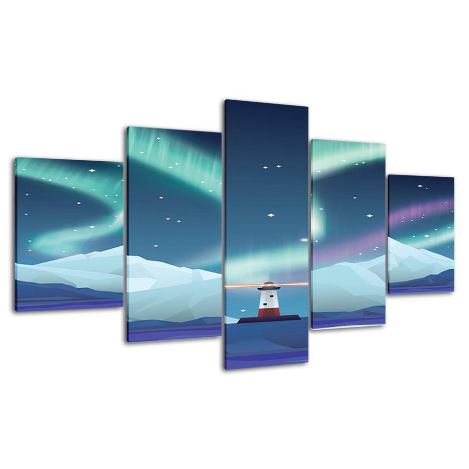 A Peaceful Lighthouse Collection 5 Piece HD Multi Panel Canvas Wall Art Frame-Original Frame