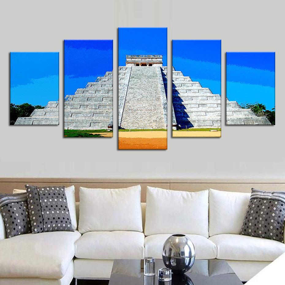 Chichen-Itza 5 Piece HD Multi Panel Canvas Wall Art Frame-Original Frame