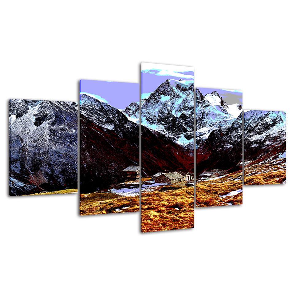 The Rocky Mountains Collection 5 Piece HD Multi Panel Canvas Wall Art Framee-Original Frame
