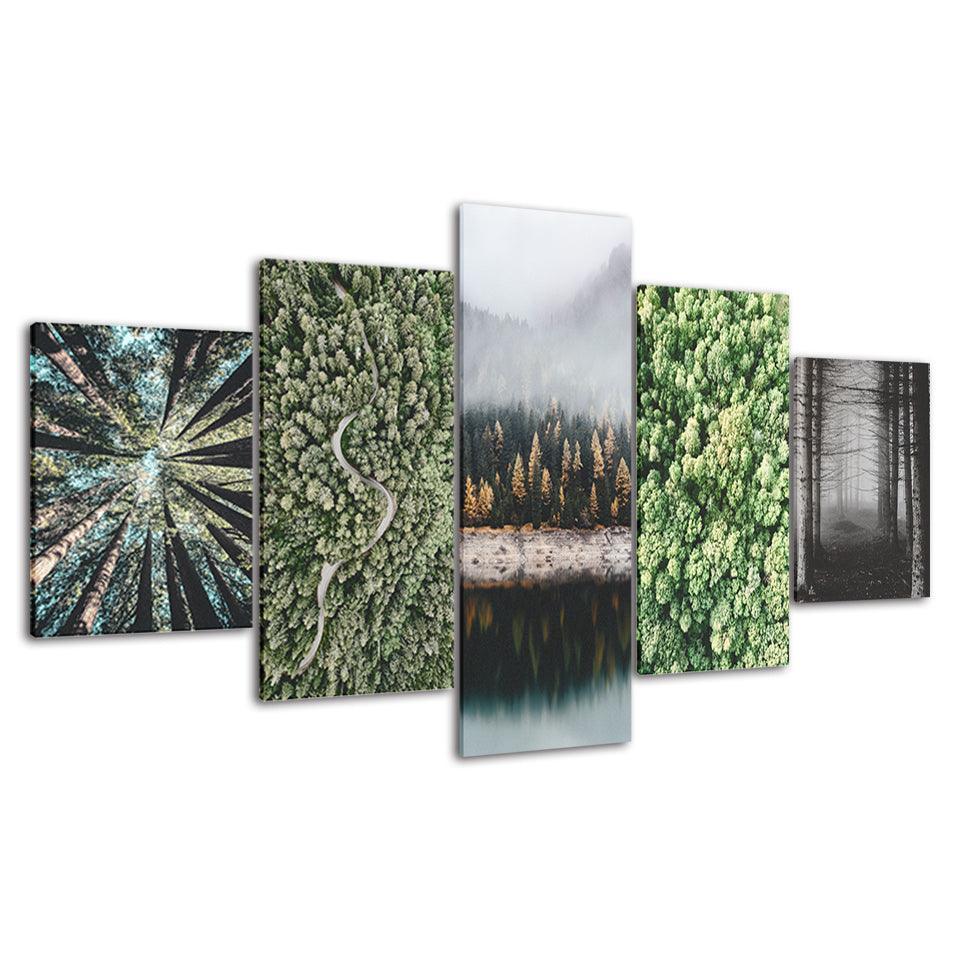 Evenings In The Woods Collection 5 Piece HD Multi Panel Canvas Wall Art Frame-Original Frame