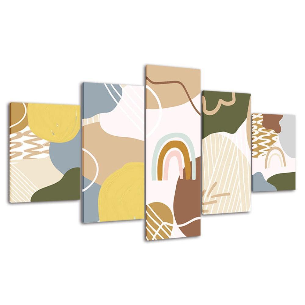 The Abstract Rainbow 5 Piece HD Multi Panel Canvas Wall Art Frame-Original Frame