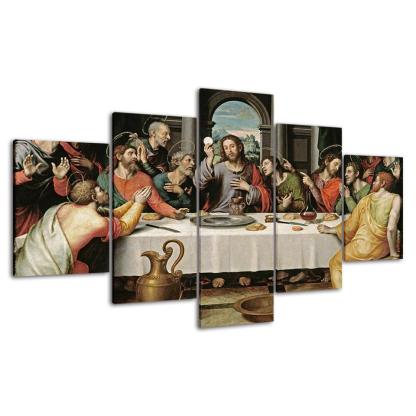The Last Supper HD 5 Piece Panel Canvas Wall Art Frame-Original Frame