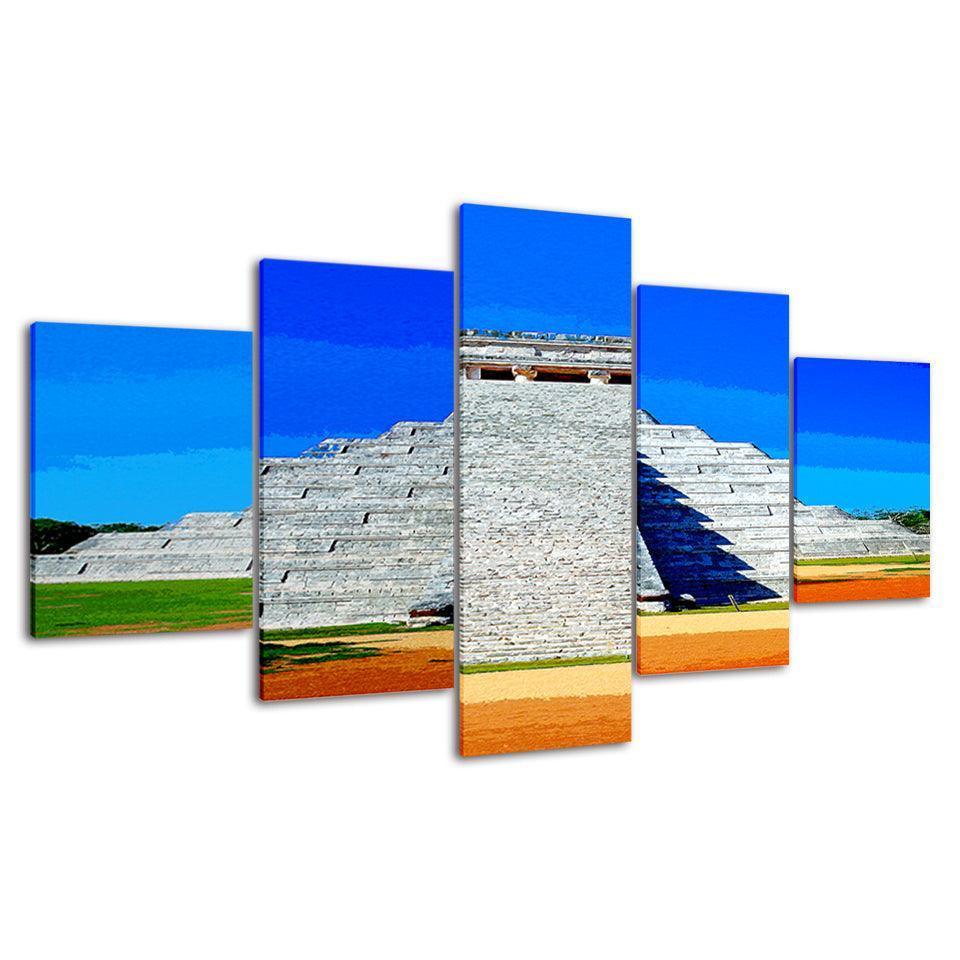 The Mexican Pyramid Collection 5 Piece HD Multi Panel Canvas Wall Art Frame-Original Frame