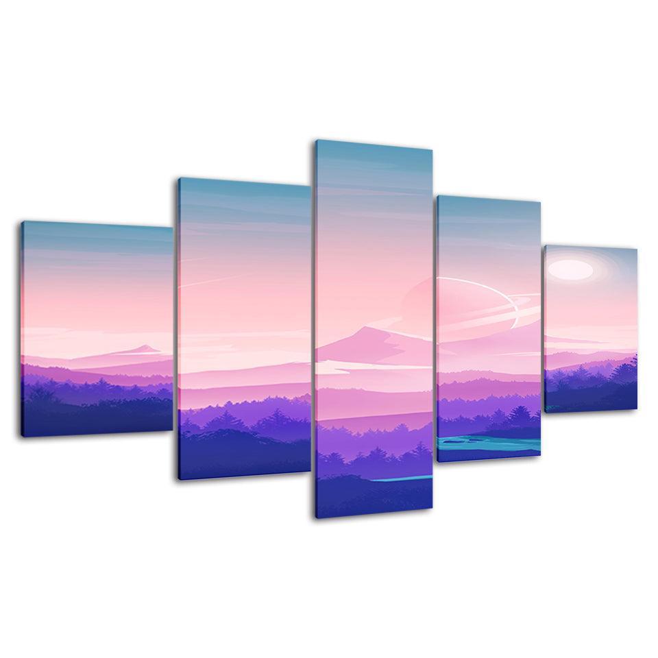 The Pink Collection 5 Piece HD Multi Panel Canvas Wall Art Frame-Original Frame