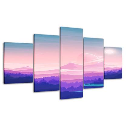 The Pink Collection 5 Piece HD Multi Panel Canvas Wall Art Frame-Original Frame