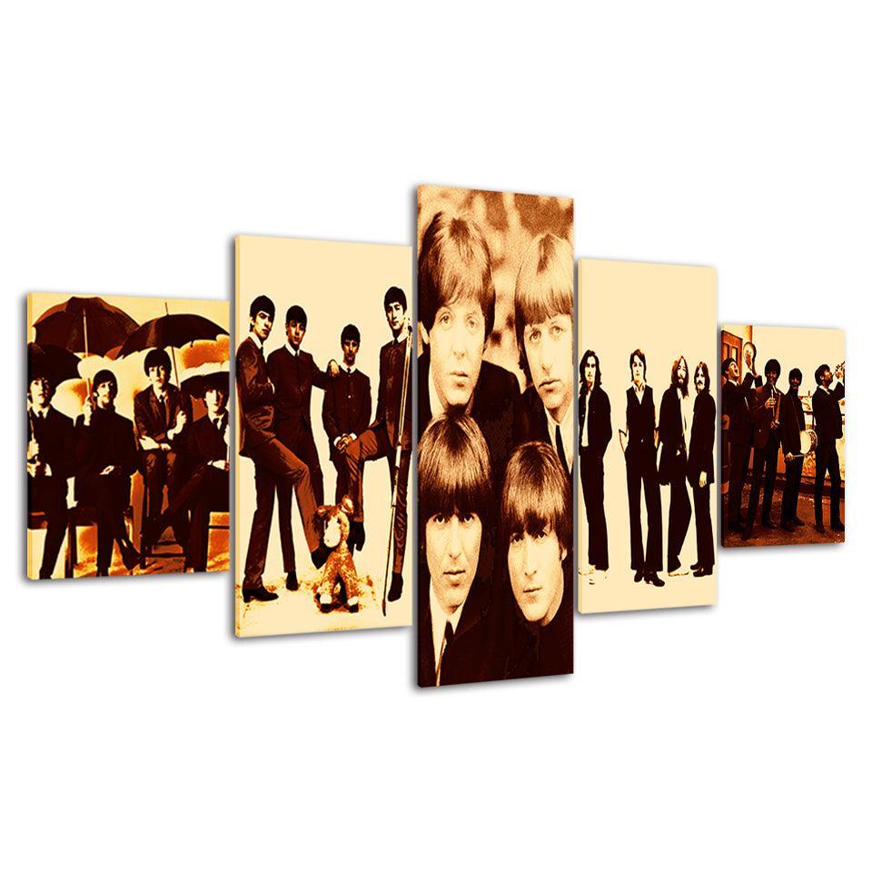 The Beatles 5 Piece HD Multi Panel Canvas Wall Art Frame-Original Frame