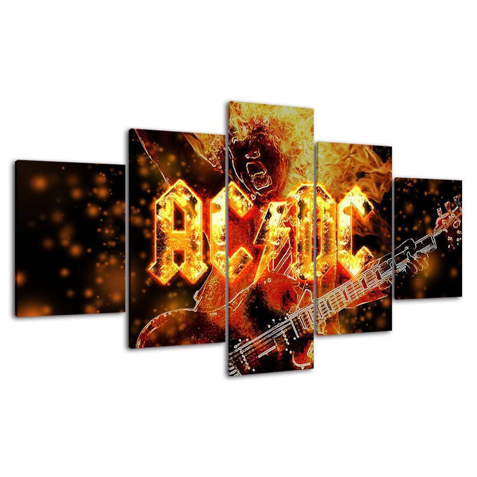 ACDC 5 Piece HD Multi Panel Canvas Wall Art Frame-Original Frame