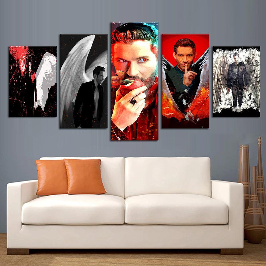 Lucifer 5 Piece HD Multi Panel Canvas Wall Art Frame-Original Frame