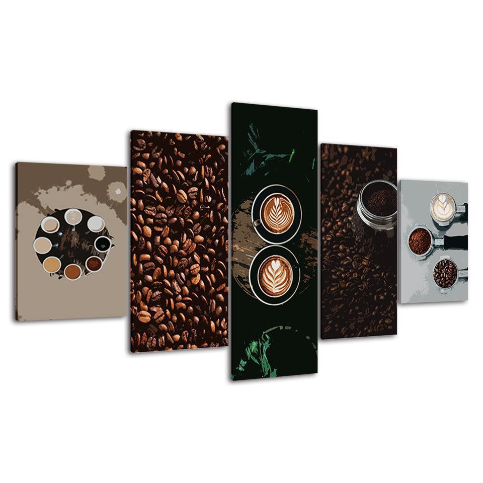 The Espresso Collection 5 Piece HD Multi Panel Canvas Wall Art Frame-Original Frame
