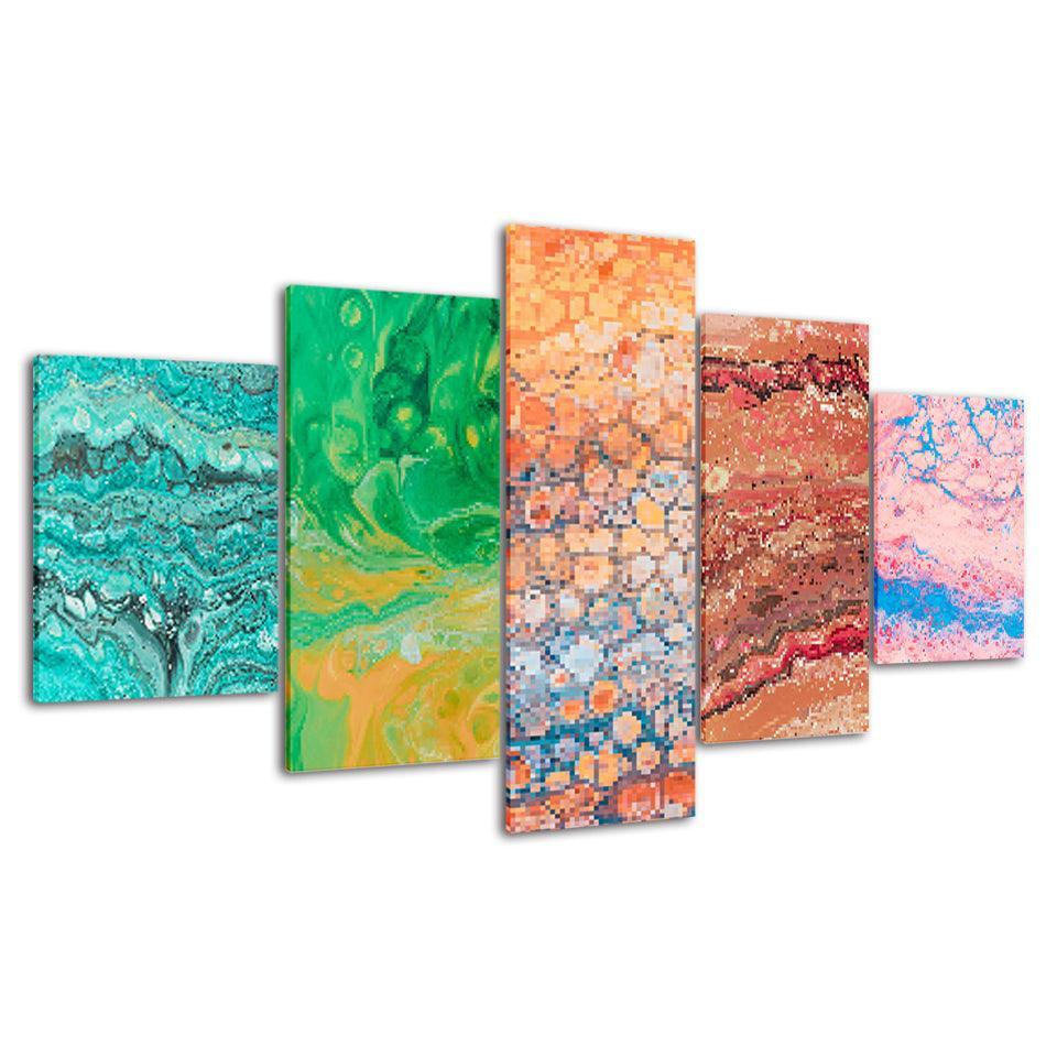Abstract Colours Collection 5 Piece HD Multi Panel Canvas Wall Art Frame-Original Frame