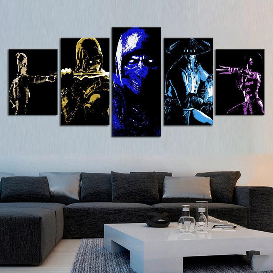 Mortal Kombat 5 Piece HD Multi Panel Canvas Wall Art Frame-Original Frame