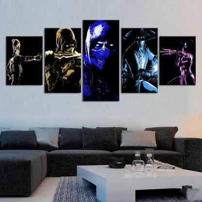 Mortal Kombat 5 Piece HD Multi Panel Canvas Wall Art Frame-Original Frame