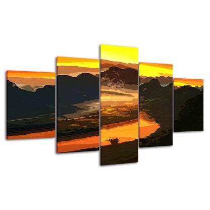 The Black Mountains Collection 5 Piece HD Multi Panel Canvas Wall Art Frame-Original Frame