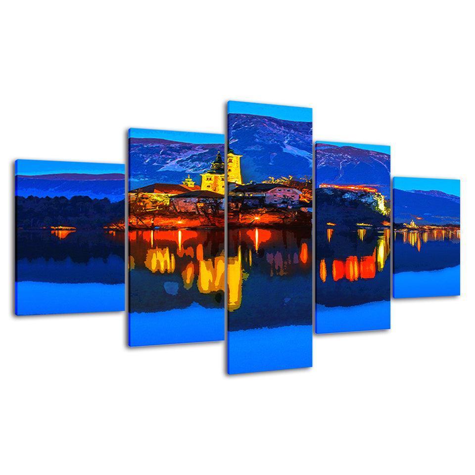 The Abstract Lighthouse Collection 5 Piece HD Multi Panel Canvas Wall Art Frame-Original Frame