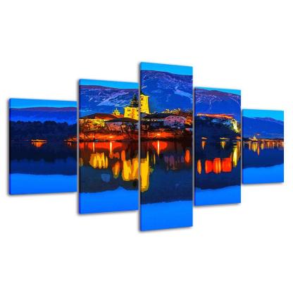 The Abstract Lighthouse Collection 5 Piece HD Multi Panel Canvas Wall Art Frame-Original Frame