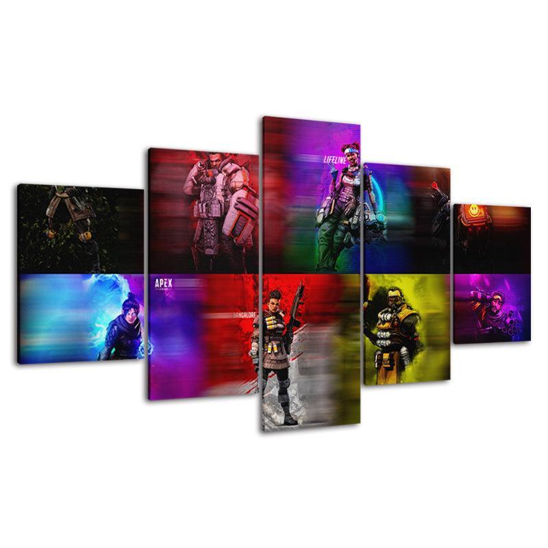Apex Legends Bright Shine Multi Character 5 Piece HD Wall Art Frame-Original Frame