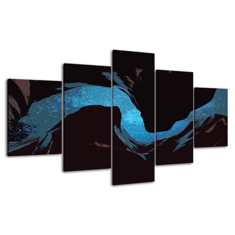 The Abstract River Collection 5 Piece HD Multi Panel Canvas Wall Art Frame-Original Frame