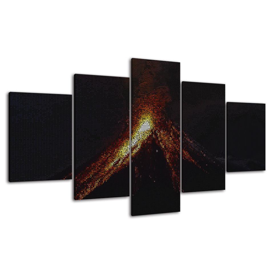 The Abstract Bonfire Collection 5 Piece HD Multi Panel Canvas Wall Art Frame-Original Frame