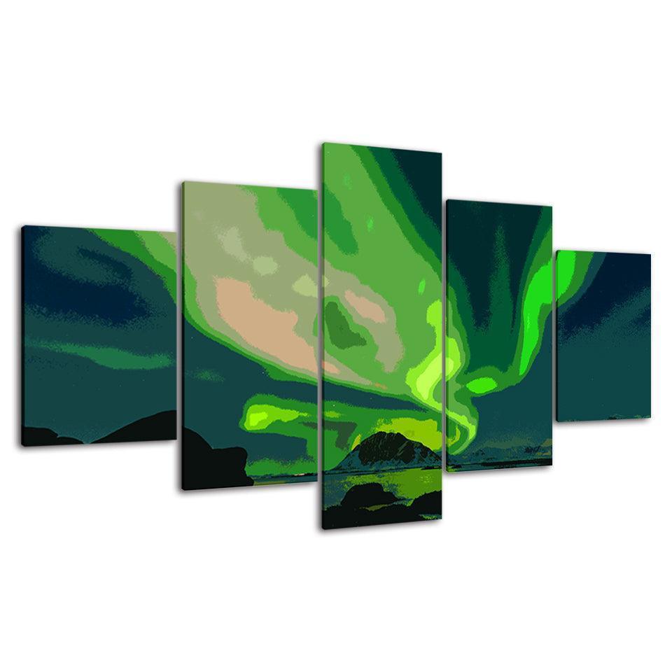 The Abstract Aurora Borealis Collection 5 Piece HD Multi Panel Canvas Wall Art Frame-Original Frame
