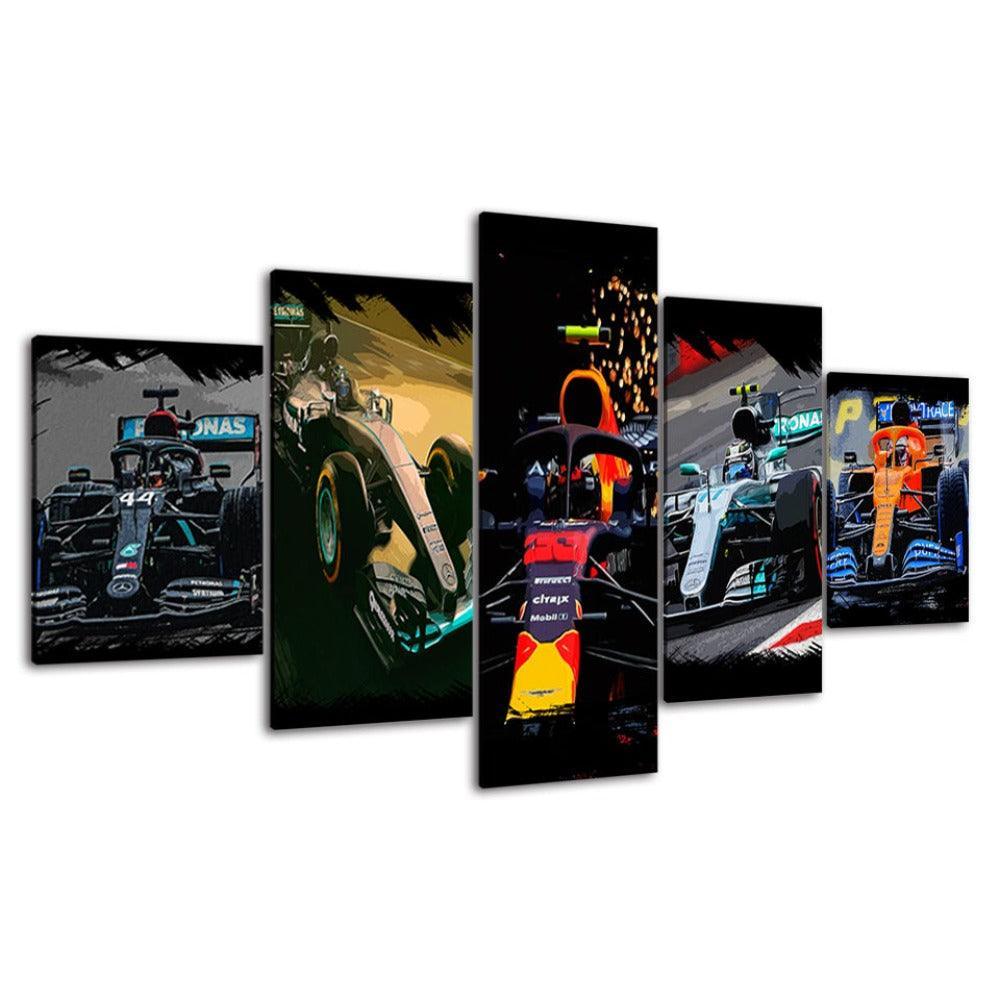 The Sports Cars Collection 5 Piece HD Multi Panel Canvas Wall Art Frame-Original Frame