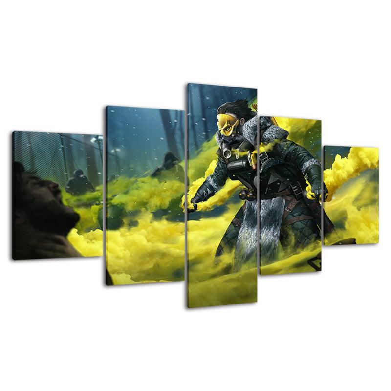 Apex Legends - A Yellow Bash 5 Piece HD Multi Panel Canvas Wall Art-Original Frame