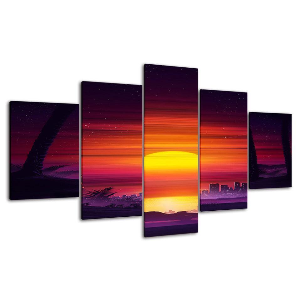 The Mighty Sunrise Collection 5 Piece HD Multi Panel Canvas Wall Art Frame-Original Frame