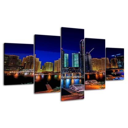 The Fancy City Collection 5 Piece HD Multi Panel Canvas Wall Art Frame-Original Frame