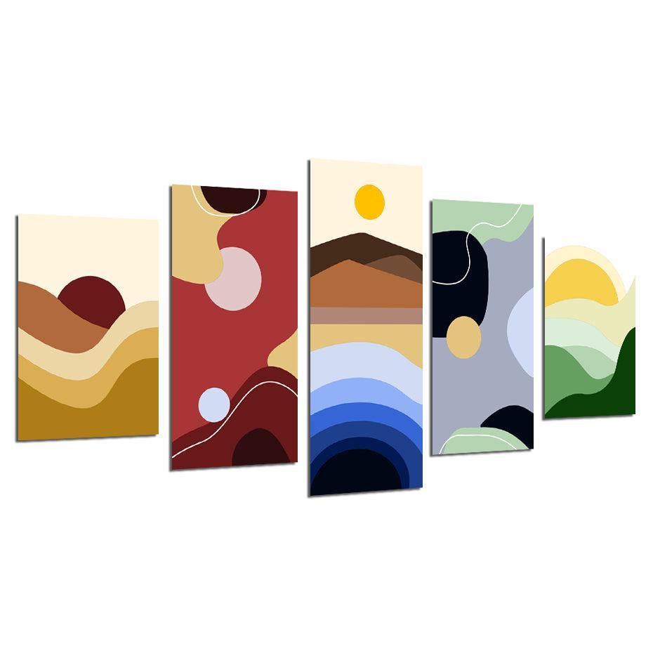 Abstract Scenery View 5 Piece HD Multi Panel Canvas Wall Art Frame-Original Frame