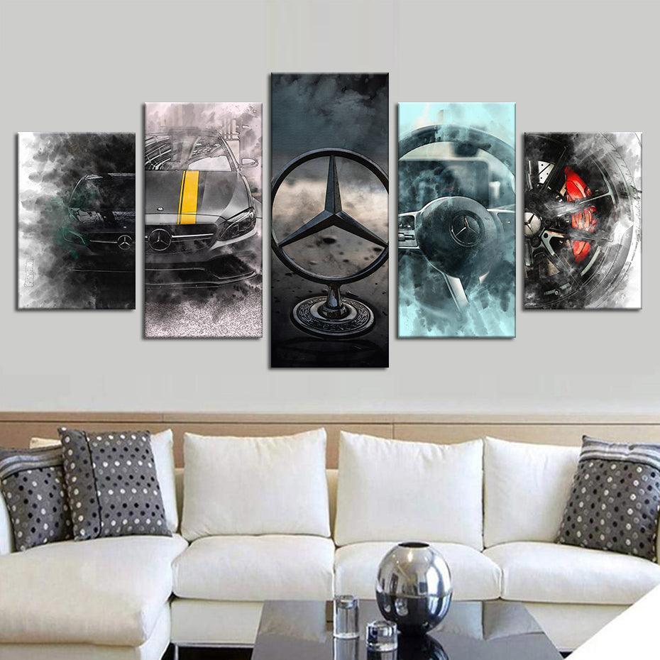 Automotive Elegance Five-Panel Art Set-Original Frame