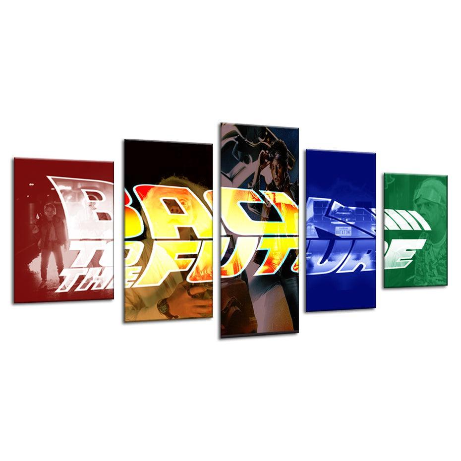 Back To The Future 5 Piece HD Multi Panel Canvas Wall Art Frame-Original Frame