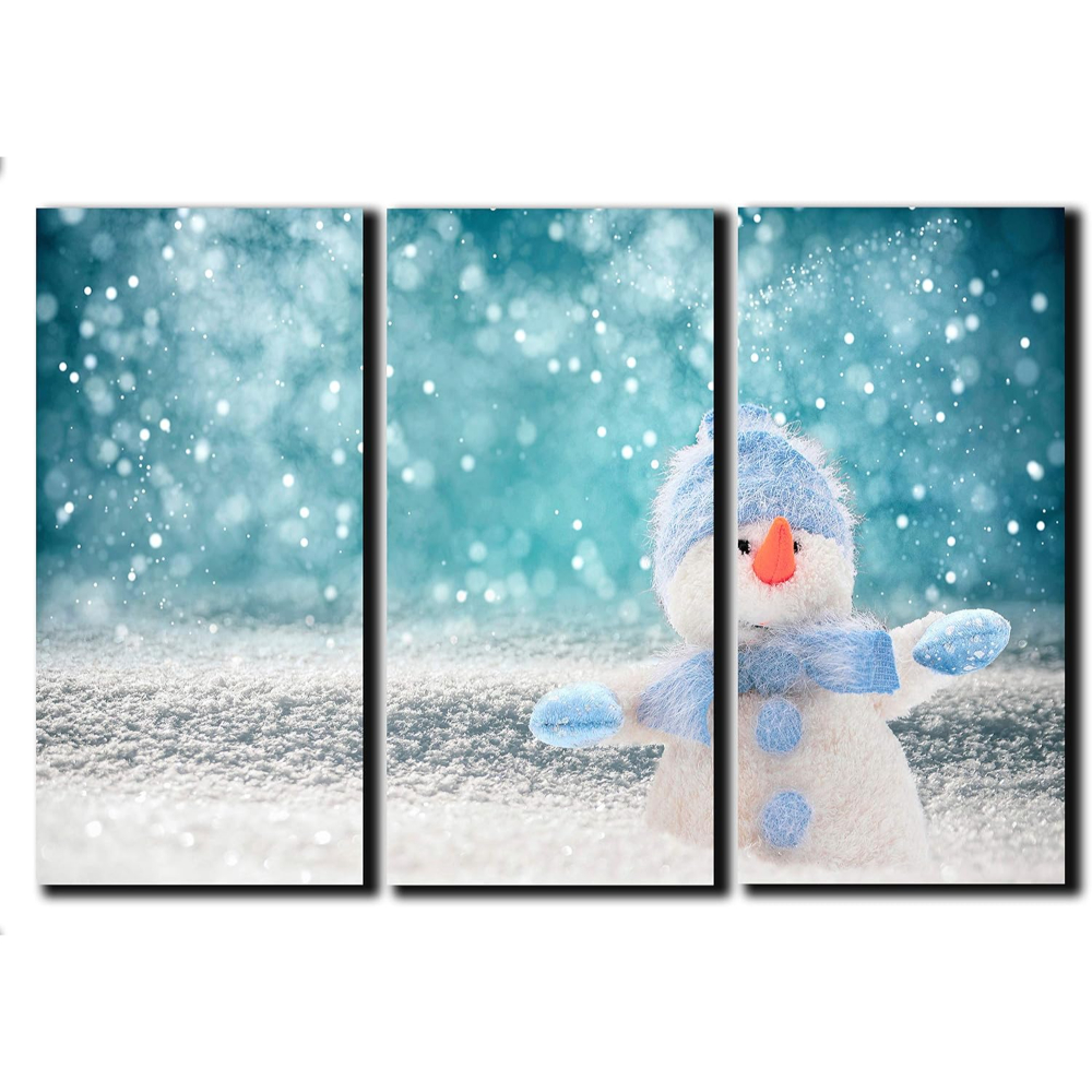 5 Piece Snowman Winter Scene Panels Canvas Set