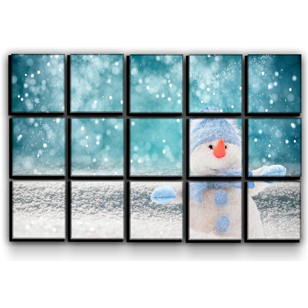 5 Piece Snowman Winter Scene Panels Canvas Set